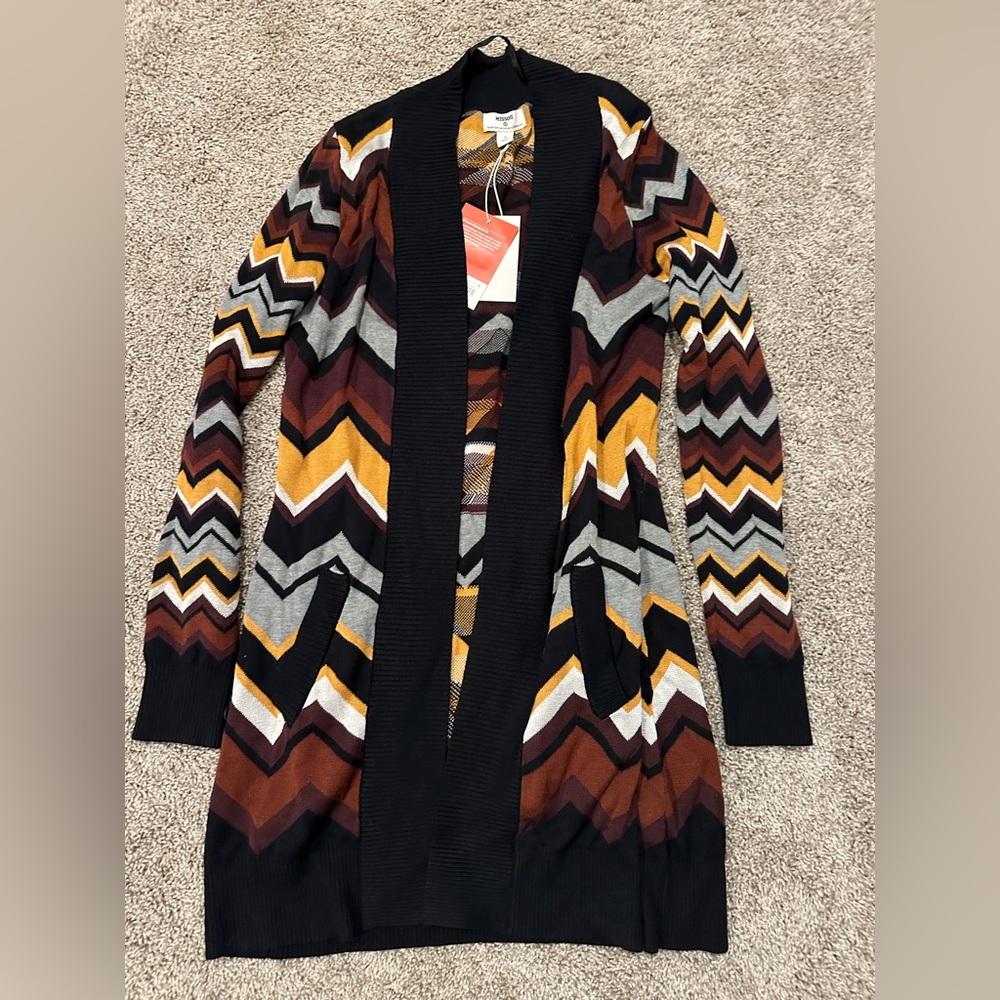 NWT Missoni for Target Brown Chevron Stripe Long Cardigan Small